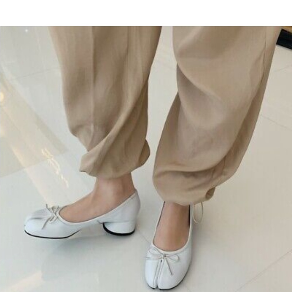 Ballet Tabi Split Toe Mid Block Heels Ballet Court Shoes